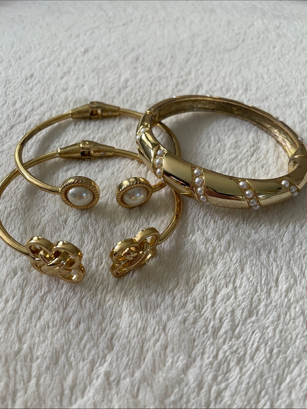 Talbots set of 3 gold tone hinged bracelets